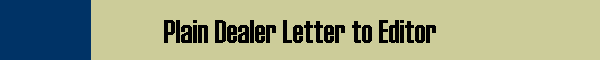 Plain Dealer Letter to Editor